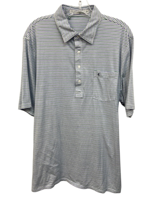 Criquet Size XL White, Purple, Green Cotton Striped Polo Men's Short Sleeve White, Purple, Green / XL
