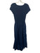 Ann Mashburn Size M Navy Cotton Blend Crew Neck Ribbed Tiered Pleat Detail Dress Navy / M