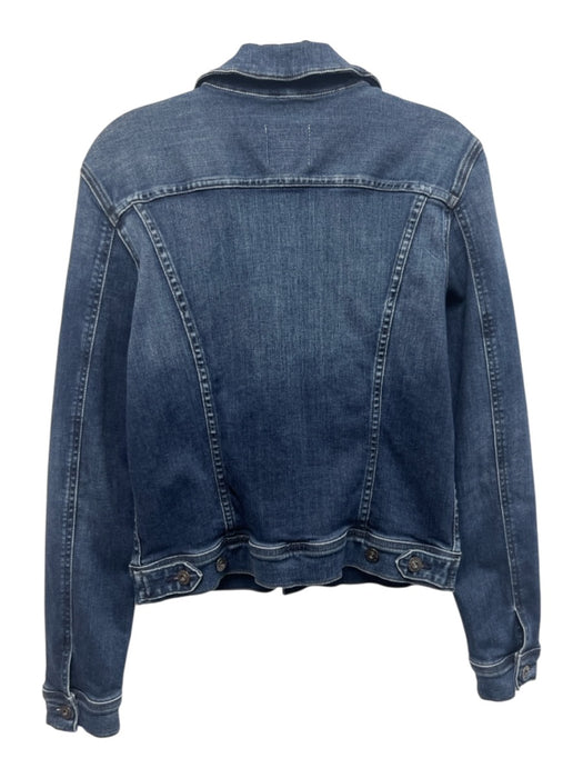 AG Size L Dark Wash Cotton Collar Neck Button Close Long Sleeve Jacket Dark Wash / L