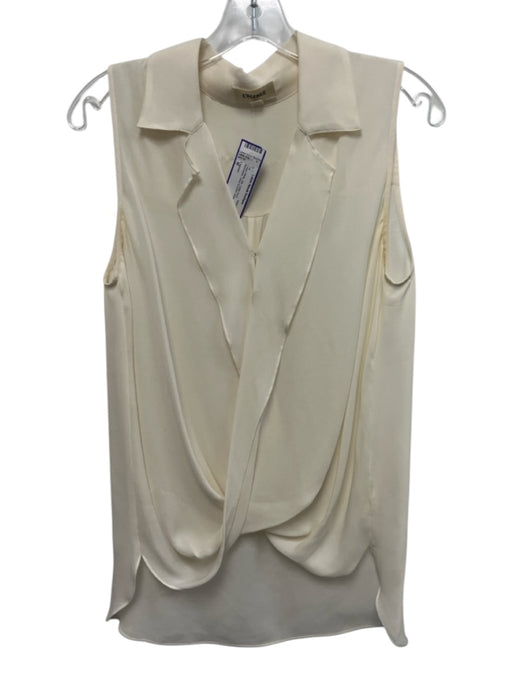 L'agence Size M Cream White Silk Collar Neck Sleeveless Clasp & button close Top Cream White / M