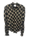 Veronica Beard Size 4 Black & Beige Cotton Blend Elastic Mock Neck Plaid Top Black & Beige / 4