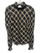 Veronica Beard Size 4 Black & Beige Cotton Blend Elastic Mock Neck Plaid Top Black & Beige / 4