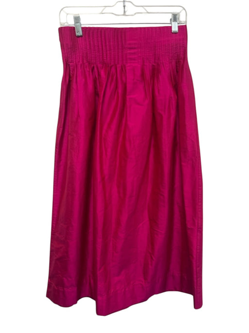 Ann Mashburn Size S Mangenta Silk Metallic Pleat Detail Side Zip Midi Skirt Mangenta / S