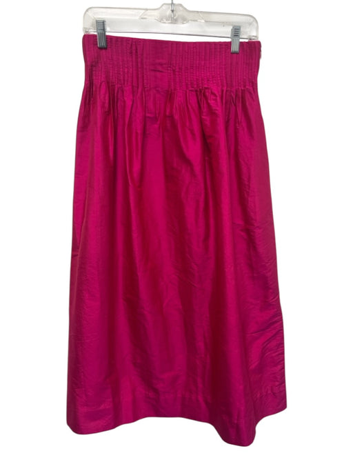 Ann Mashburn Size S Mangenta Silk Metallic Pleat Detail Side Zip Midi Skirt Mangenta / S