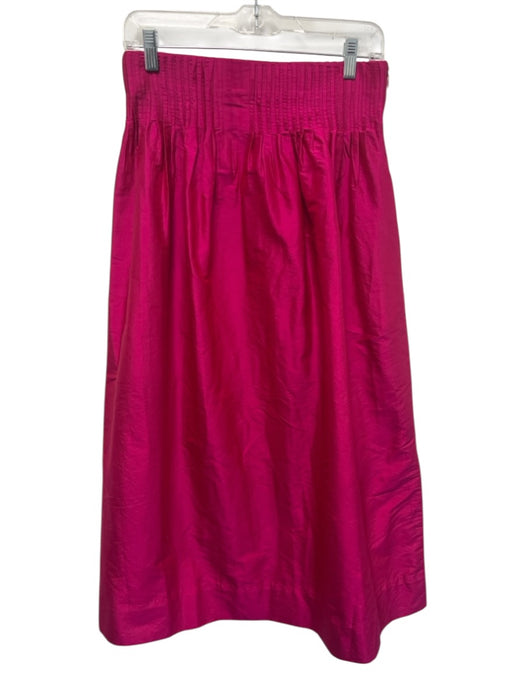 Ann Mashburn Size S Mangenta Silk Metallic Pleat Detail Side Zip Midi Skirt Mangenta / S