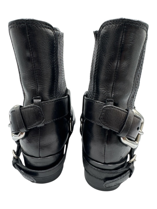 Miu Miu Shoe Size 37.5 Black Leather Round Toe Chelsea Buckle Box Inc. Boots Black / 37.5