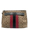 Coach Brown, Black, Red Leather Zip Close Pouch No Strap Bag Brown, Black, Red