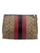 Coach Brown, Black, Red Leather Zip Close Pouch No Strap Bag Brown, Black, Red
