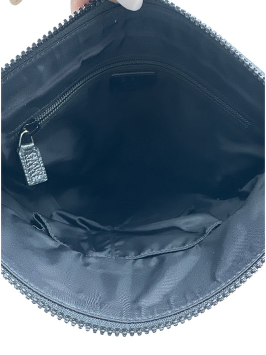 Gucci Black Nylon & Leather Zip Close Crossbody Fabric Block Guccissima Bag Black
