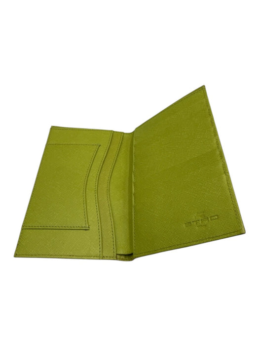 Etro Brown & Green Leather Bi-Fold embossed Wallets Brown & Green