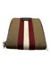 Bally Brown, Red, White Nylon Zip Up Bi- Fold Stripe Wallets Brown, Red, White