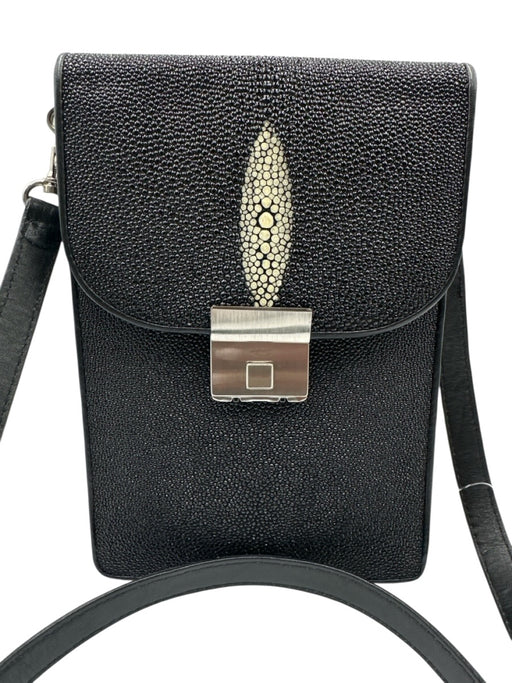 Croton Black & Multi Stingray Leather Pebbled Wallet Crossbody Strap Bag Black & Multi / S