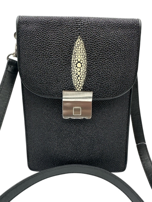 Croton Black & Multi Stingray Leather Pebbled Wallet Crossbody Strap Bag Black & Multi / S