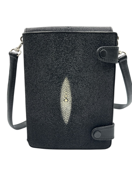 Croton Black & Multi Stingray Leather Pebbled Wallet Crossbody Strap Bag Black & Multi / S