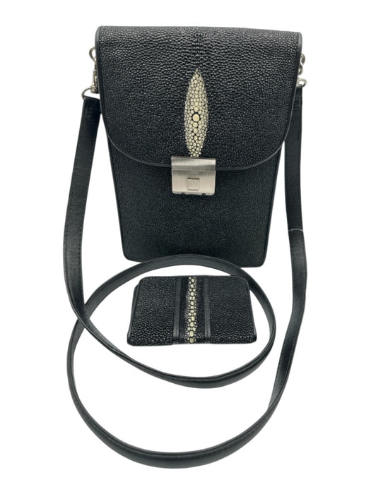 Croton Black & Multi Stingray Leather Pebbled Wallet Crossbody Strap Bag Black & Multi / S