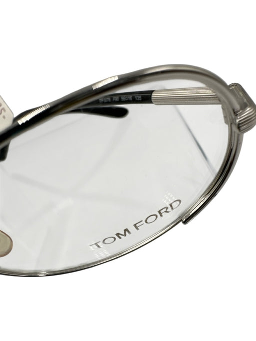 Tom Ford Size S Silver & Black Acetate Oval No Prescription Glasses Silver & Black / S