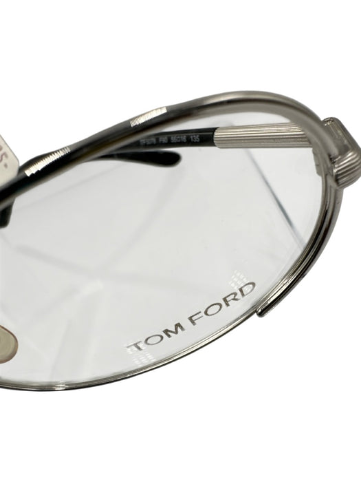 Tom Ford Size S Silver & Black Acetate Oval No Prescription Glasses Silver & Black / S