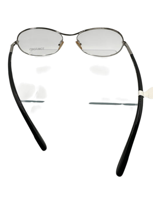 Tom Ford Size S Silver & Black Acetate Oval No Prescription Glasses Silver & Black / S