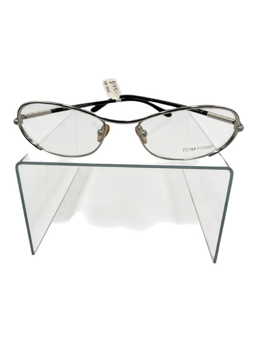 Tom Ford Size S Silver & Black Acetate Oval No Prescription Glasses Silver & Black / S
