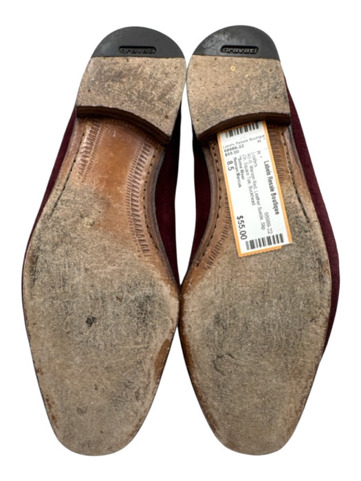 Neiman Marcus Shoe Size 8.5 Maroon Red Leather Suede Slip On Square Toe Loafers Maroon Red / 8.5