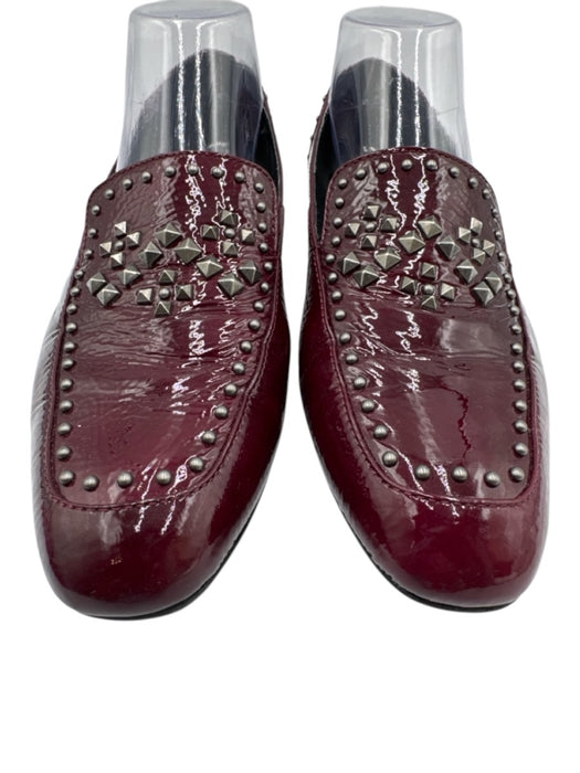 Donald Pliner Shoe Size 9 Maroon Red Patent Leather Studs Slip On Shine Loafers Maroon Red / 9