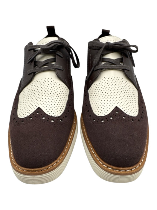 Cole Haan Shoe Size 9B Brown & White Leather Platform Lace Up Perforated Loafers Brown & White / 9B