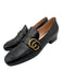 Gucci Shoe Size 39 Black Leather Gold hardware Stacked Heel Logo Loafers Black / 39