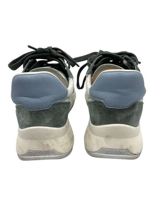 Bally Shoe Size 9M White, Green, Blue Leather & Synthetic Lace Up Mesh Sneakers White, Green, Blue / 9M
