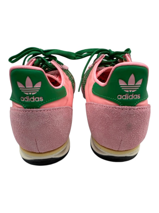 Adidas Shoe Size 8 Pink & Green Leather & Nylon Lace Up Fabric Block Sneakers Pink & Green / 8