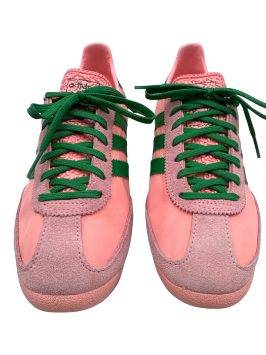 Adidas Shoe Size 8 Pink & Green Leather & Nylon Lace Up Fabric Block Sneakers Pink & Green / 8