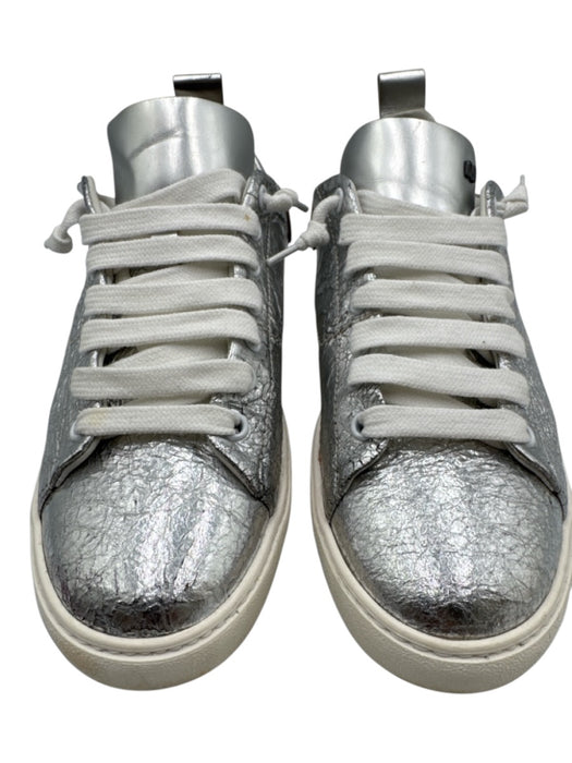 Esse Ut Esse Shoe Size 39 Silver & White Leather Laces Shine Crinkle Sneakers Silver & White / 39