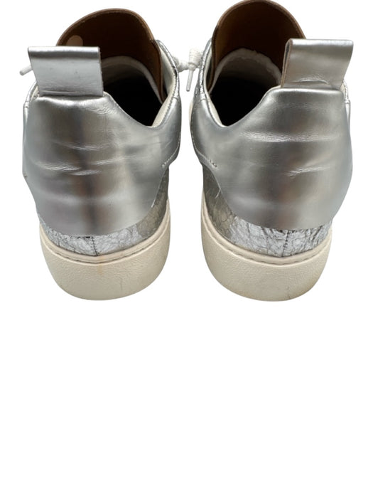 Esse Ut Esse Shoe Size 39 Silver & White Leather Laces Shine Crinkle Sneakers Silver & White / 39