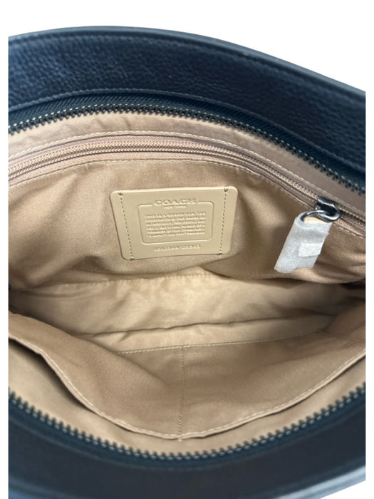 Coach Yellow, Navy, Beige Canvas & Leather Zip Close Monogram Messenger Bag Yellow, Navy, Beige / Medium