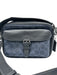 Coach Navy Blue Leather Coated Canvas Monogram Zip Close Crossbody Strap Bag Navy Blue / Small