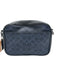 Coach Navy Blue Leather Coated Canvas Monogram Zip Close Crossbody Strap Bag Navy Blue / Small