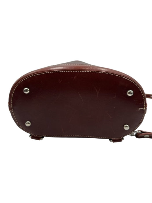 Dooney & Bourke Reddish Brown Leather Silver Hardware Contrast Stitch Bag Reddish Brown / Small
