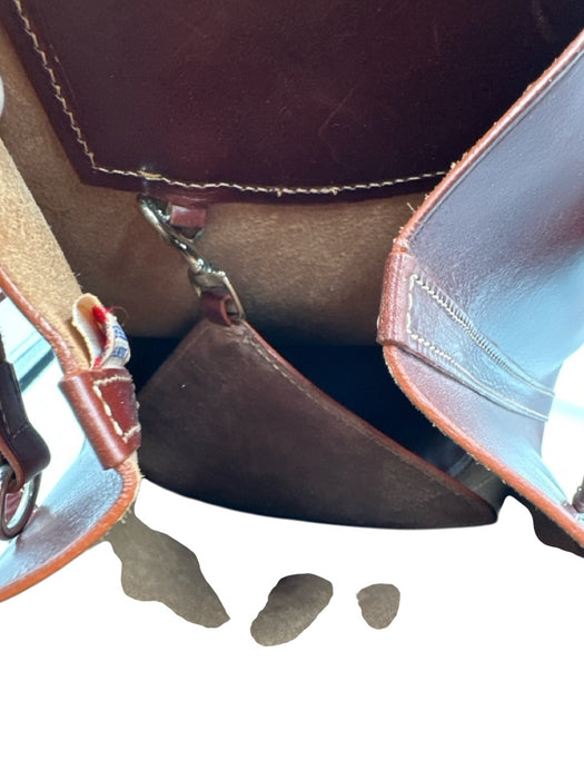 Dooney & Bourke Reddish Brown Leather Silver Hardware Contrast Stitch Bag Reddish Brown / Small