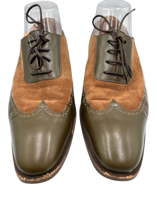 Gravati Shoe Size 8.5 Green & Brown Leather Suede Wing Tip Lace Up Oxford Green & Brown / 8.5