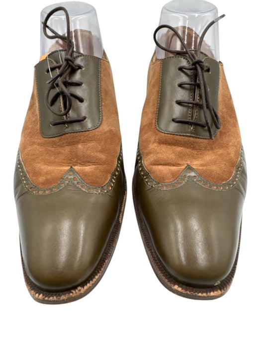 Gravati Shoe Size 8.5 Green & Brown Leather Suede Wing Tip Lace Up Oxford Green & Brown / 8.5