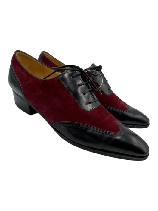 Gravati Shoe Size 8.5 Red & Black Leather Suede Wing Tip Lace Up Oxford Red & Black / 8.5