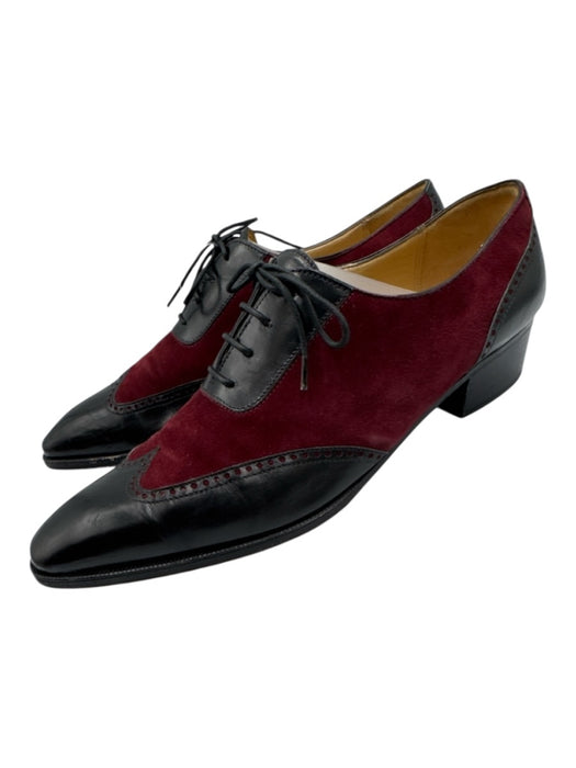Gravati Shoe Size 8.5 Red & Black Leather Suede Wing Tip Lace Up Oxford Red & Black / 8.5