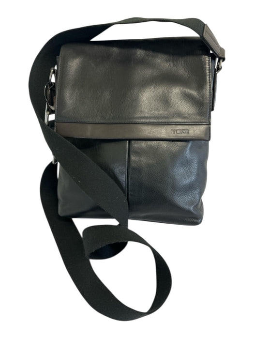 Tumi Black Leather Messenger Men's Bag Black