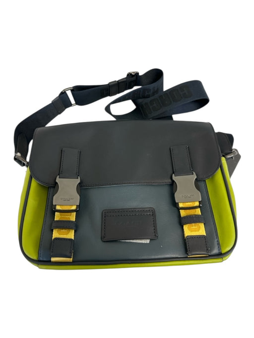 Coach Black & Green Leather Solid Messenger Men's Bag Black & Green