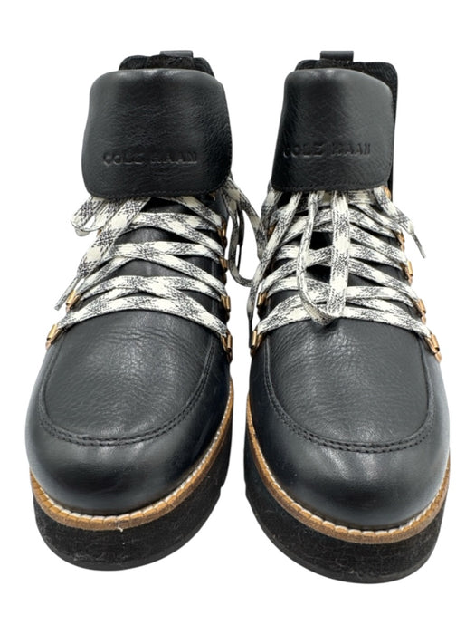 Cole Haan Shoe Size 9 Black & Multi Leather & Manmade Lace Up Platform Booties Black & Multi / 9