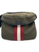 Bally Dark Olive Nylon & Leather Crossbody Drawstring Stripe Bag Dark Olive / M