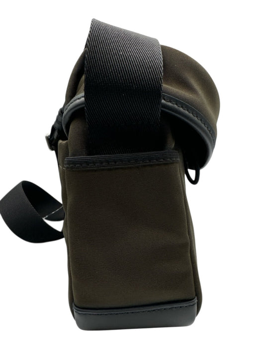 Bally Dark Olive Nylon & Leather Crossbody Drawstring Stripe Bag Dark Olive / M