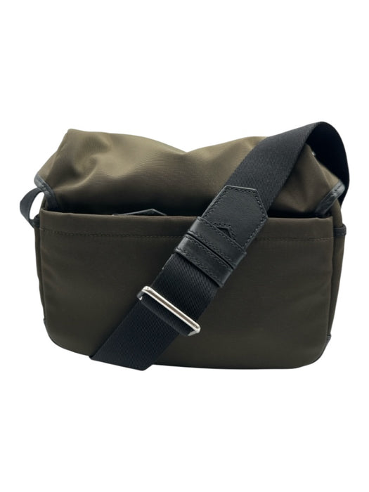 Bally Dark Olive Nylon & Leather Crossbody Drawstring Stripe Bag Dark Olive / M