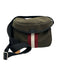 Bally Dark Olive Nylon & Leather Crossbody Drawstring Stripe Bag Dark Olive / M