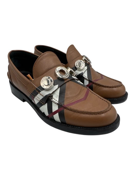 Burberry Shoe Size 39 Brown & Multi Leather Painted Loafer Slip On Loafers Brown & Multi / 39