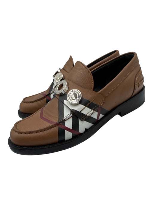 Burberry Shoe Size 39 Brown & Multi Leather Painted Loafer Slip On Loafers Brown & Multi / 39
